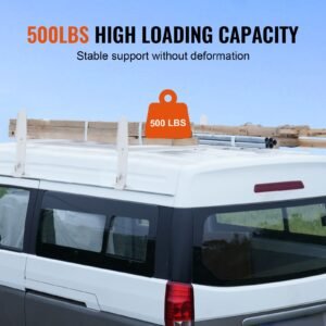 van roof ladder rack 2 bar alloy steel ladder racks adjustable from 472 787 500 lbs capacity roof rack compatible with full size vans with rain gutter chevrolet express gmc savana etc 3.jpg
