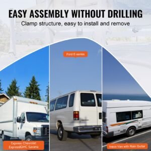 van roof ladder rack 2 bar alloy steel ladder racks adjustable from 472 787 500 lbs capacity roof rack compatible with full size vans with rain gutter chevrolet express gmc savana etc 4.jpg