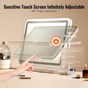 vanity mirror with lights three color lighting modes lighted makeup led mirror and 5x magnificationusb port smart touch control 360rotation 217x177 in white 3.jpg