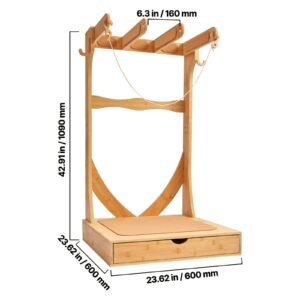 vertical surfboard stand 3 tiers wooden surfboard rack for storage and display freestanding board stand organizer with hanging hooks cork padding for wakeboards snowboards kiteboards 4.jpg