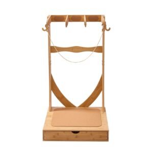 vertical surfboard stand 3 tiers wooden surfboard rack for storage and display freestanding board stand organizer with hanging hooks cork padding for wakeboards snowboards kiteboards 5.jpg