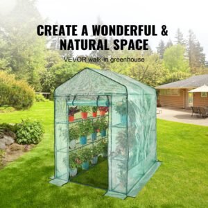 walk in green house 46 x 46 x 66 ft greenhouse with shelves high strength pe cover with zipper door and steel frame assembly in minutes suitable for planting and storage 1.jpg