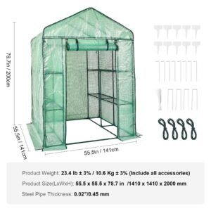 walk in green house 46 x 46 x 66 ft greenhouse with shelves high strength pe cover with zipper door and steel frame assembly in minutes suitable for planting and storage 2.jpg