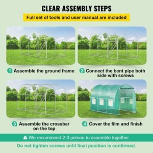walk in tunnel greenhouse 98 x 66 x 66 ft portable plant hot house with galvanized steel hoops 1 top beam diagonal poles zippered door 6 roll up windows green 1.jpg
