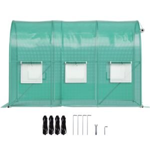 walk in tunnel greenhouse 98 x 66 x 66 ft portable plant hot house with galvanized steel hoops 1 top beam diagonal poles zippered door 6 roll up windows green 3.jpg