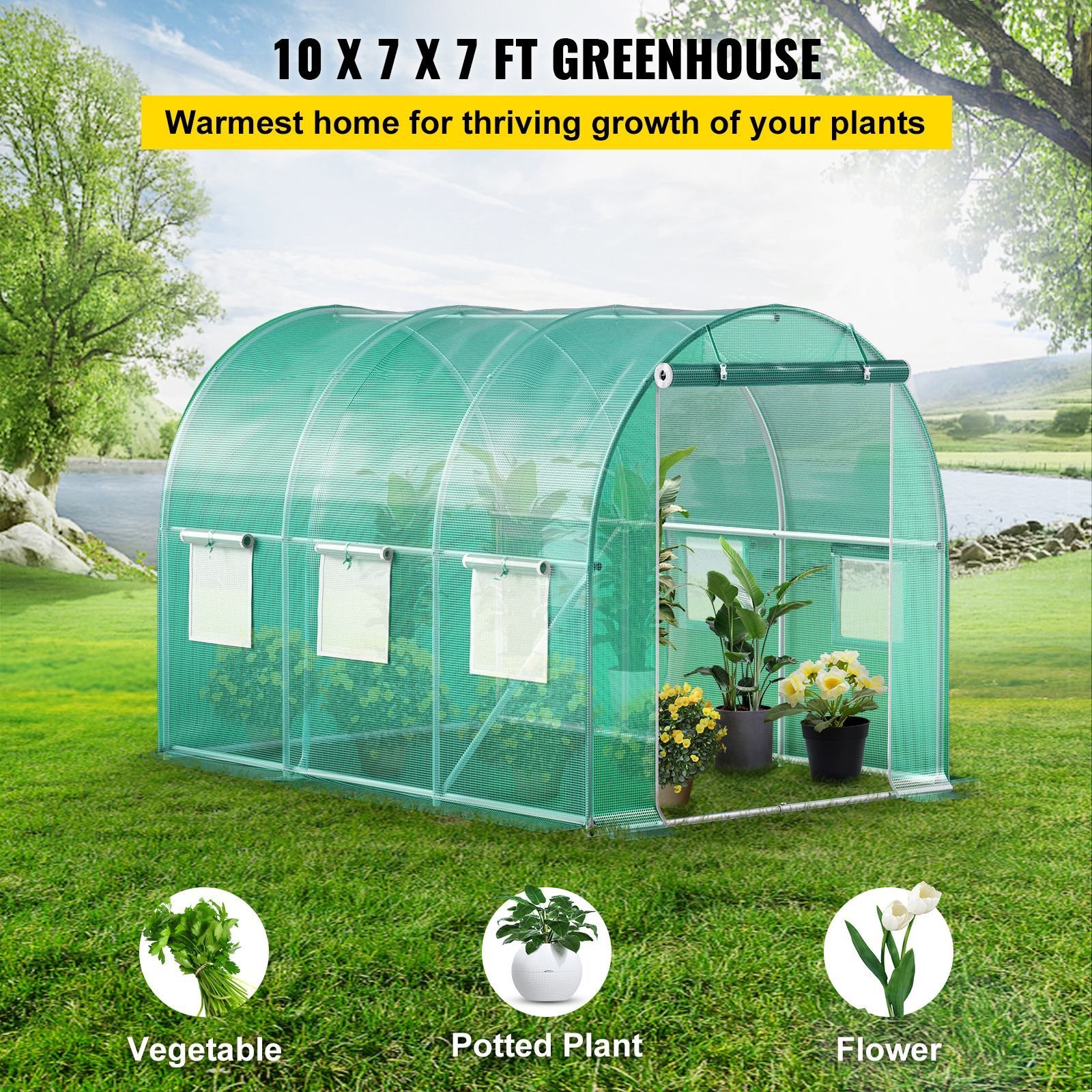 walk in tunnel greenhouse 98 x 66 x 66 ft portable plant hot house with galvanized steel hoops 1 top beam diagonal poles zippered door 6 roll up windows green.jpg