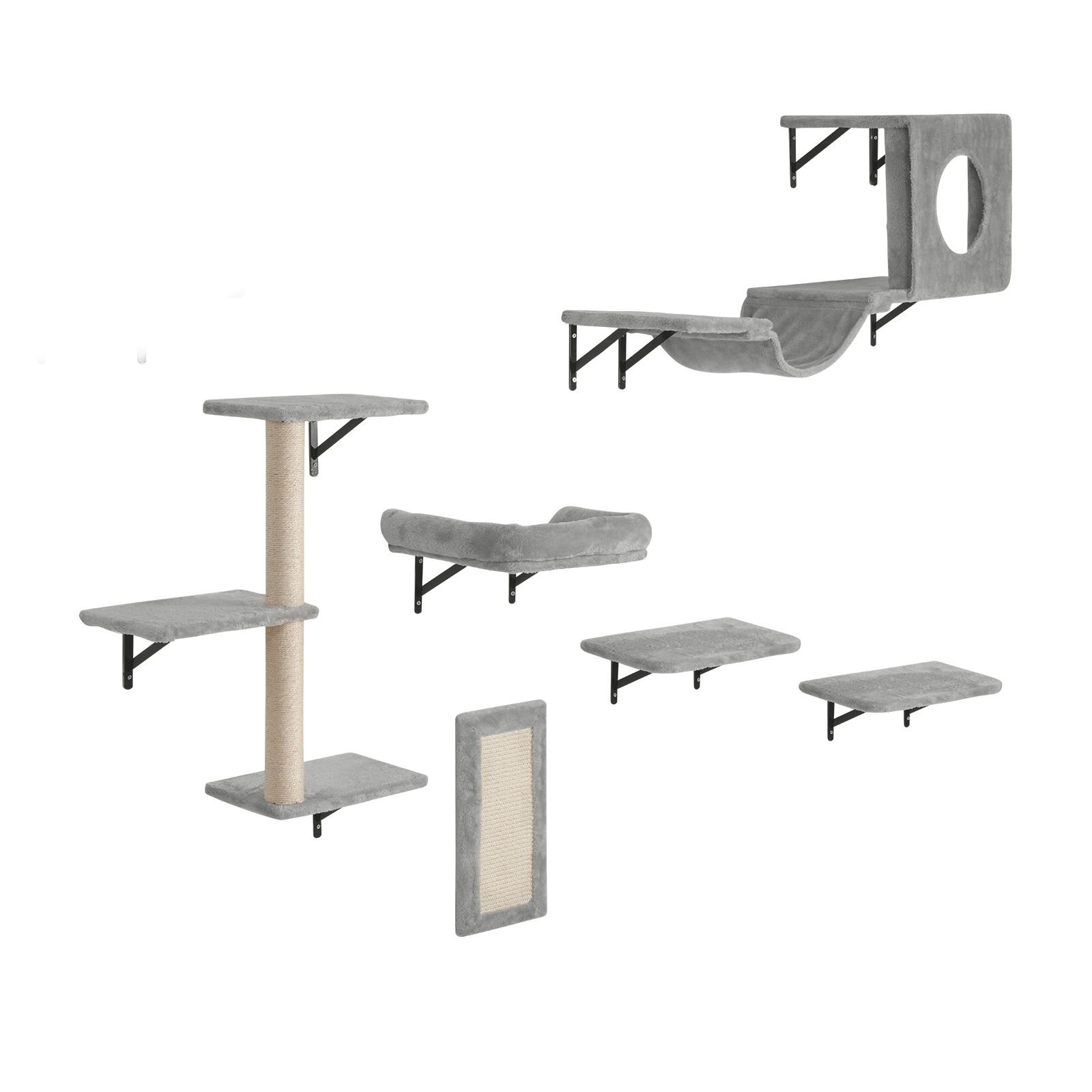 wall mounted cat shelves cat wall shelves and perches with jumping boards hammock sofa cat tree cat grip cat furniture and shelves up to 40 lbs for sleeping playing climbing set of 6.jpg