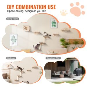 wall mounted cat shelves cat wall shelves and perches with jumping boards nest barrier board cat tree cat floating furniture up to 40 lbs for sleeping playing climbing set of 5 2.jpg