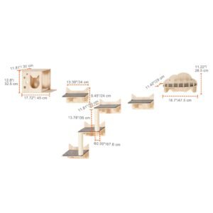 wall mounted cat shelves cat wall shelves and perches with jumping boards nest barrier board cat tree cat floating furniture up to 40 lbs for sleeping playing climbing set of 5 3.jpg