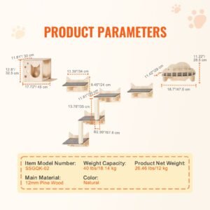 wall mounted cat shelves cat wall shelves and perches with jumping boards nest barrier board cat tree cat floating furniture up to 40 lbs for sleeping playing climbing set of 5 4.jpg