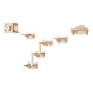 wall mounted cat shelves cat wall shelves and perches with jumping boards nest barrier board cat tree cat floating furniture up to 40 lbs for sleeping playing climbing set of 5 5.jpg