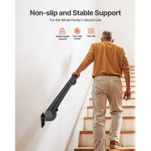 wall mounted stair handrail 12ft pipe staircase handrail black galvanized aluminum 126 inch pipe diameter indooroutdoor staircase railingindustrial hand rail for stepssecurity baluster 1.jpg