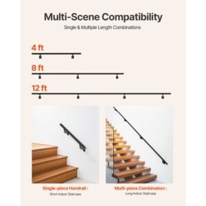 wall mounted stair handrail 12ft pipe staircase handrail black galvanized aluminum 126 inch pipe diameter indooroutdoor staircase railingindustrial hand rail for stepssecurity baluster 4.jpg