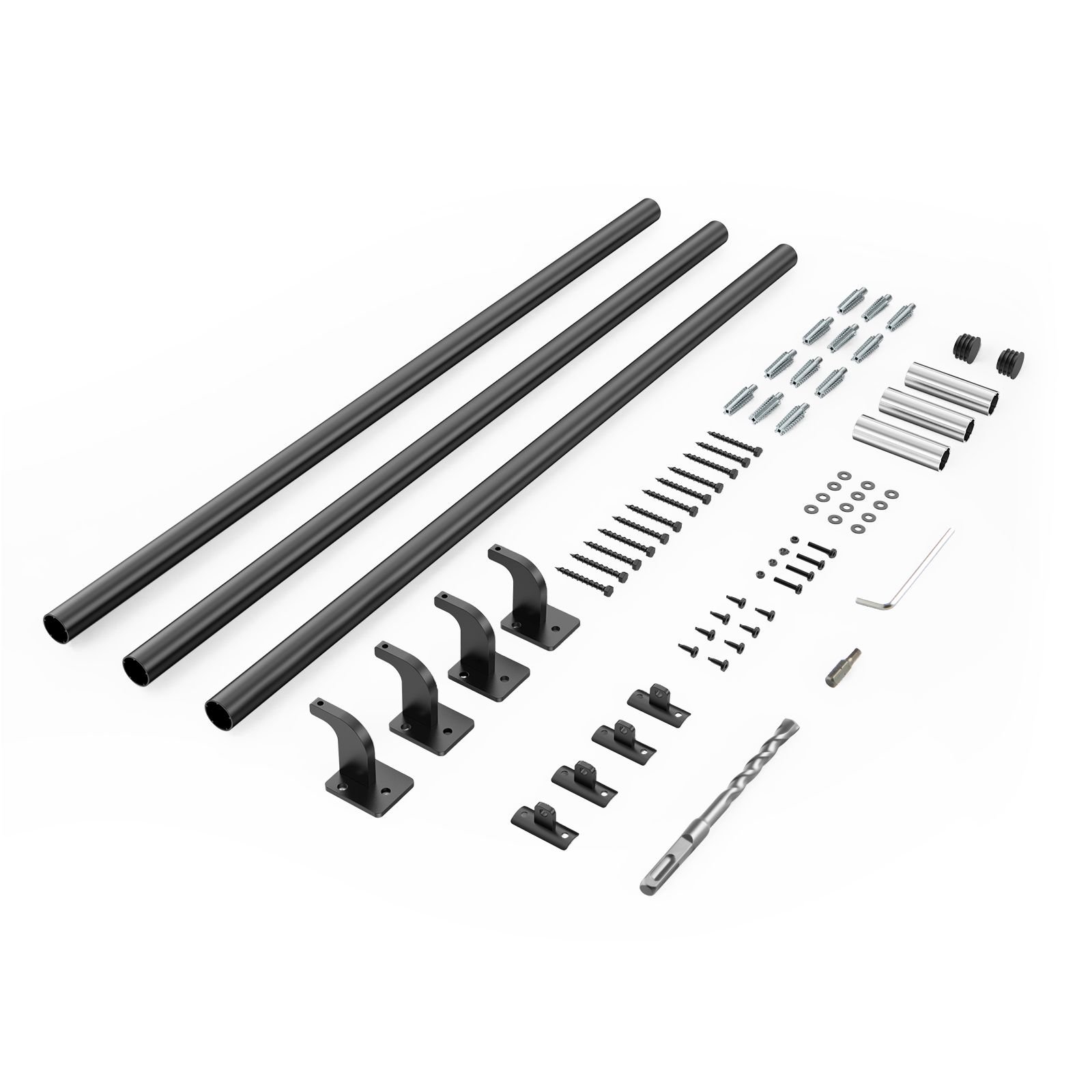wall mounted stair handrail 12ft pipe staircase handrail black galvanized aluminum 126 inch pipe diameter indooroutdoor staircase railingindustrial hand rail for stepssecurity baluster.jpg
