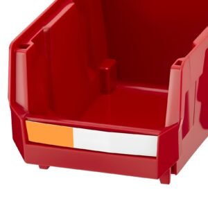 wall mounted storage bins, 12 plastic bins & 3 metal rails, plastic hanging stackable storage bin for screws, nuts, bolts, nails, hardware tool organizer for workshop, craft room, garage, red