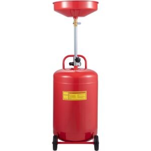 Waste Oil Drain Tank 20 Gallon Portable Oil Drain Air Operated Drainer Oil Change, Oil Drain Container, Fluid Fuel Transfer Drainage Adjustable Funnel Height, with Pressure Regulating Valve