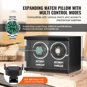 watch winder dual watch winder for mens and womens automatic watch with 2 super quiet japanese mabuchi motors blue led light and adapter high density board shell and black pu 1.jpg
