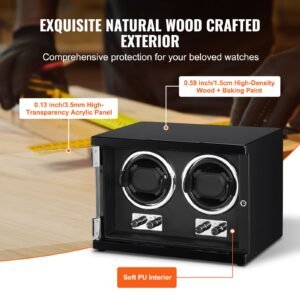 watch winder dual watch winder for mens and womens automatic watch with 2 super quiet japanese mabuchi motors blue led light and adapter high density board shell and black pu 5.jpg