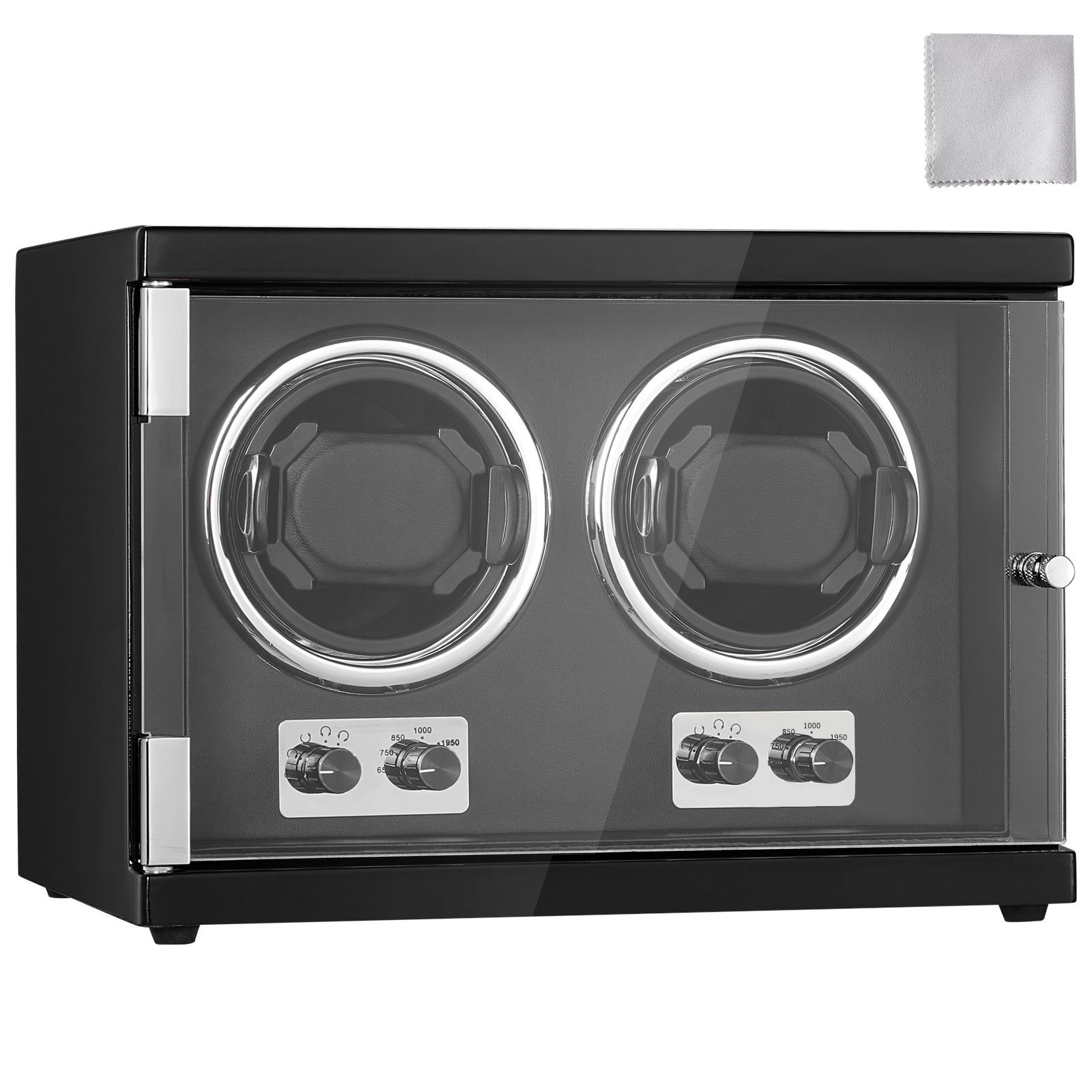 watch winder dual watch winder for mens and womens automatic watch with 2 super quiet japanese mabuchi motors blue led light and adapter high density board shell and black pu.jpg