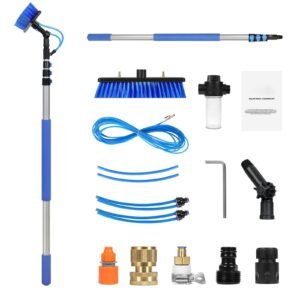 Water Fed Pole Kit, 12FT Solar Panel Cleaning Pole with Extendable Handle, 180° Rotatable Brush Head & 65.6FT Hose, Household & Outdoor Window Cleaner Tool for Caravan Solar Panel Deck