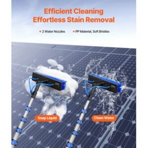 water fed pole kit, 30ft solar panel cleaning pole with extendable handle, 180° rotatable brush head & 65.6ft hose, household & outdoor window cleaner tool for caravan solar panel deck