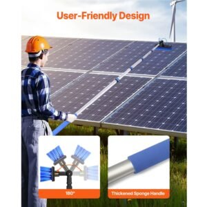 water fed pole kit, 30ft solar panel cleaning pole with extendable handle, 180° rotatable brush head & 65.6ft hose, household & outdoor window cleaner tool for caravan solar panel deck