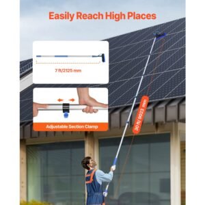 water fed pole kit, 30ft solar panel cleaning pole with extendable handle, 180° rotatable brush head & 65.6ft hose, household & outdoor window cleaner tool for caravan solar panel deck