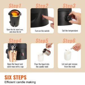 wax melter for candle making 65 liter large electric wax melting pot easy pour spout 9 level temperature control easy clean for candle soap cream beauty bulk production business or home 5.jpg