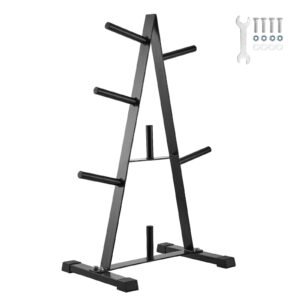 Weight Plate Rack, A Frame Weight Plate Tree for 1-Inch Weight Plates, Standard Weight Plate Tree, 500 lbs Load Capacity Weight Storage Holder, Home Gym Barbell Rack Storage Stand, Black