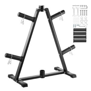 Weight Plate Rack, A Frame Weight Plate Tree for 2-Inch Weight Plates, Standard Weight Plate Tree, 300 lbs Load Capacity Weight Storage Holder, Home Gym Barbell Rack Storage Stand, Black