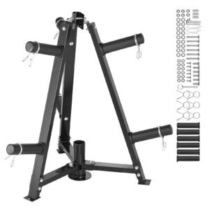 Weight Plate Rack, Weight Plate Tree for 2-Inch Weight Plates, Standard Weight Plate Tree, 300 lbs Load Capacity Weight Storage Holder, Home Gym Barbell Rack Storage Stand, Black