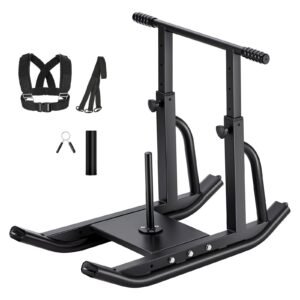 Weight Sled, Steel Power Sled, Fitness Training Sleds for Athletic Exercise Speed Improvement, Workout Equipment with Adjustable Height Handle, Compatible with 1/2 in Weight Plates, Black