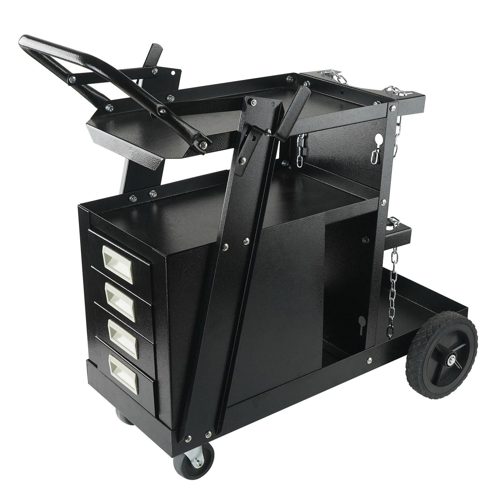 welding cart 2 tier 4 drawers welder cart with 265 lbs weight capacity 360 swivel wheels tank storage safety chains heavy duty rolling mig welder cart for mig welder and plasma cutter.jpg