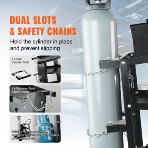 welding cart, 3 tier welder cart heavy duty with 400 lbs weight capacity, 360° swivel wheels, tank storage safety chains, rolling mig welder cart for tig, arc, mma, plasma cutter welding machine