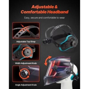 welding helmet auto darkening true color, 3.94" x 3.15" welding hood solar powered, welder mask with 4 arc sensors, wide shade 4/5 9/9 13 for tig mig arc weld cut grinding metis series