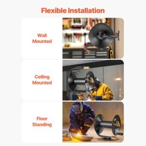 welding hose reel hand crank rewind hose reel with 3ft lead in hose and 916 18 b fittings ceilingwall mount heavy duty steel reel for workshops garages welding hose not included 5.jpg