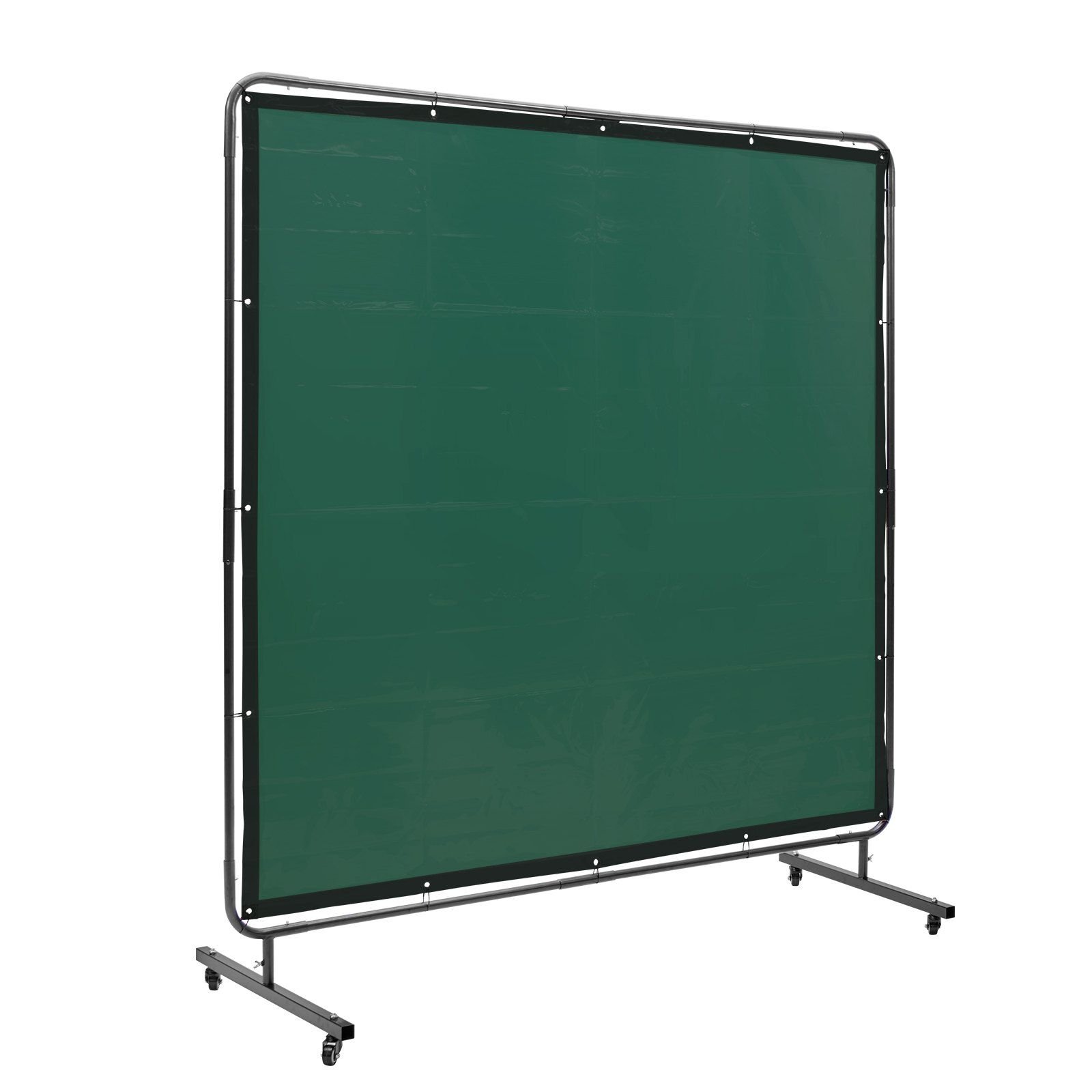 welding screen with frame 6 x 6 welding curtain screen flame resistant vinyl welding protection screen on 4 swivel wheels 2 lockable moveable professional for workshopindustrial green.jpg