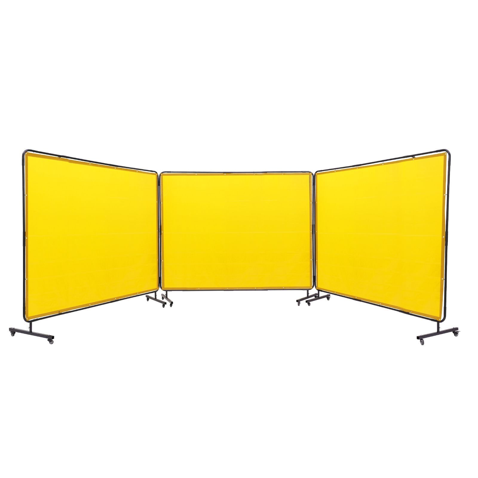 welding screen with frame 6 x 8 3 panel welding curtain screens flame resistant vinyl welding protection screen on 12 swivel wheels 6 lockable moveable professional for workshop yellow.jpg