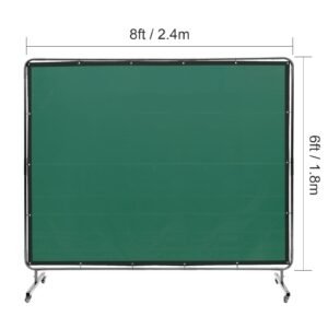 welding screen with frame 6 x 8 welding curtain screen flame resistant vinyl welding protection screen on 4 swivel wheels 2 lockable moveable professional for workshopindustrial green 4.jpg