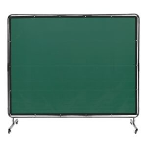 welding screen with frame 6 x 8 welding curtain screen flame resistant vinyl welding protection screen on 4 swivel wheels 2 lockable moveable professional for workshopindustrial green 5.jpg