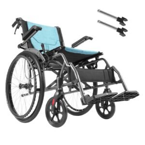 Wheelchair, Durable Aluminum Alloy Ultra-Lightweight Wheelchairs, Portable Wheelchair with Flip-Back Desk-Length Arms, 3-Position Adjustable Footrests, 18-Inch Wide Seat, 250lbs Weight Capacity