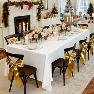 white tablecloths for rectangle tables 6 pack 60 x 102 inches reusable and machine washable table clothes wrinkle resistant polyester fabric table covers for wedding party banquet 1.jpg
