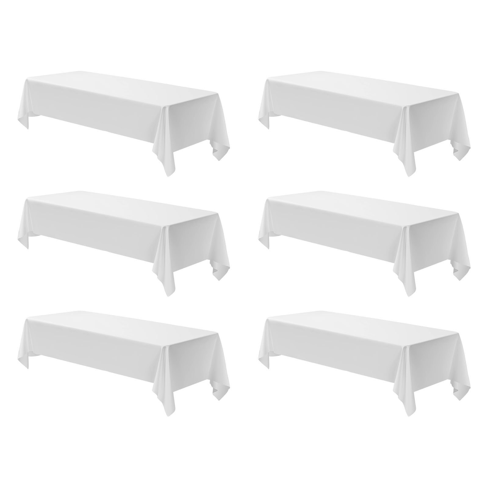white tablecloths for rectangle tables 6 pack 60 x 102 inches reusable and machine washable table clothes wrinkle resistant polyester fabric table covers for wedding party banquet.jpg