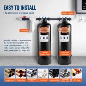 whole house salt free descaler, water filter for city water, 600,000 gallon whole house water descaler for all kinds of plumbing pipes, 1" npt & 3/4" npt, for 2 3 person family