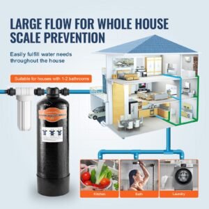 whole house salt free descaler, water filter for city water, 600,000 gallon whole house water descaler for all kinds of plumbing pipes, 1" npt & 3/4" npt, for 2 3 person family
