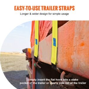 winch straps 4 x 30 6000 lbs load capacity 18000 lbs break strength truck straps with flat hook flatbed tie downs cargo control for trailers farms rescues tree saver yellow 10 pack 5.jpg