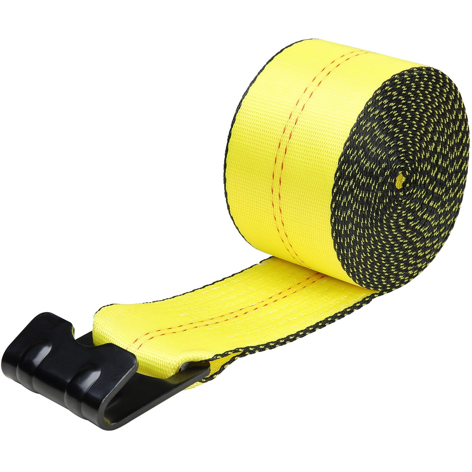 winch straps 4 x 30 6000 lbs load capacity 18000 lbs break strength truck straps with flat hook flatbed tie downs cargo control for trailers farms rescues tree saver yellow 10 pack.jpg