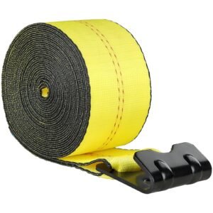 Winch Straps, 4" x 40', 6000 lbs Load Capacity, 18000 lbs Break Strength, Truck Straps with Flat Hook, Flatbed Tie Downs Cargo Control for Trailers, Farms, Rescues, Tree Saver, Yellow (10 Pack)