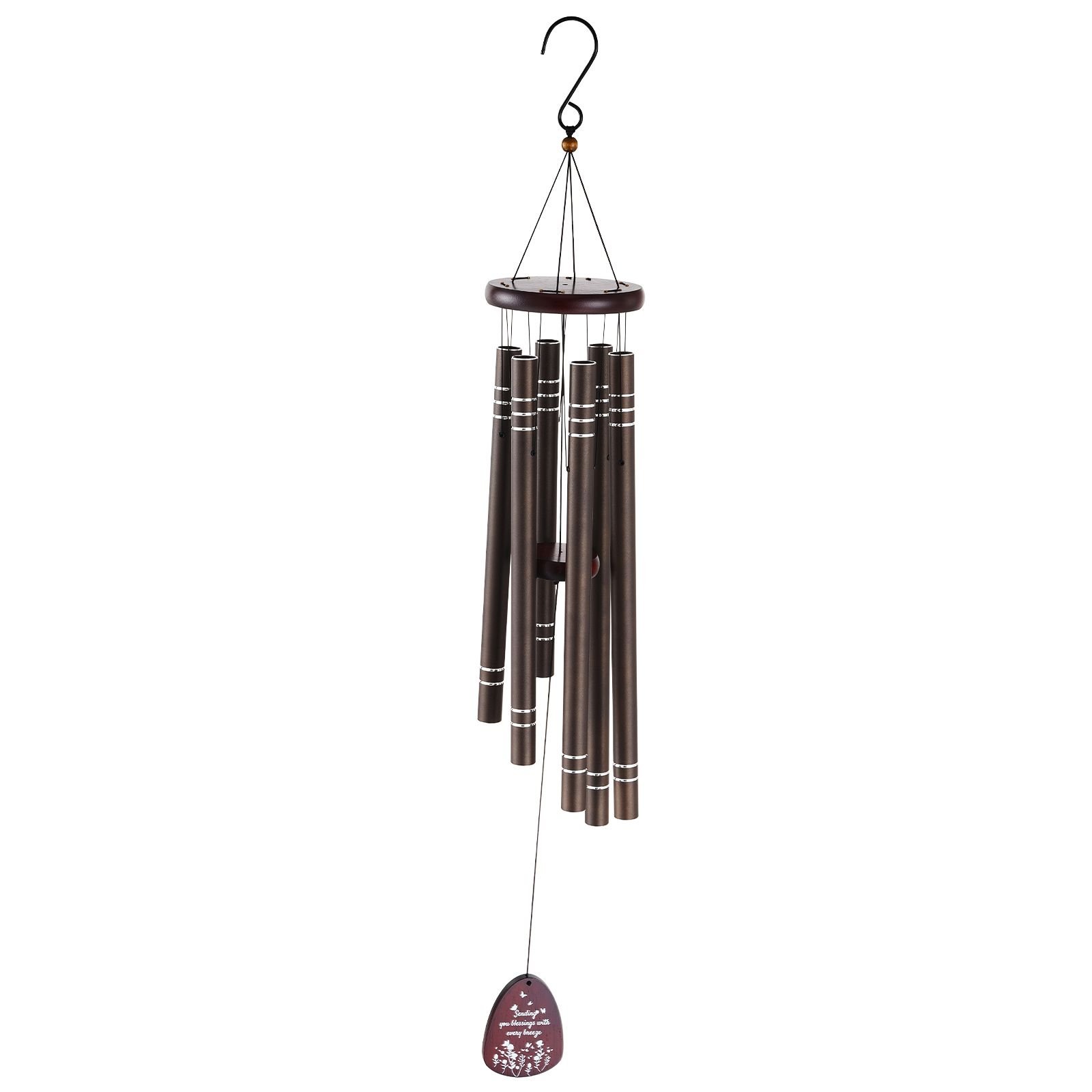 wind chimes for outside, 42", deep tone wind chimes with 6 tubes, unique large memorial wind chimes for anniversary, amazing outdoor decor for your patio, porch, garden and backyard, dark brown
