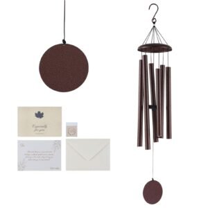 Wind Chimes for Outside, 45 in, Deep Tone Wind Chimes with 6 Tubes, Unique Large Memorial Wind Chimes for Anniversary, Amazing Outdoor Decor for Your Patio, Porch, Garden and Backyard, Bronze
